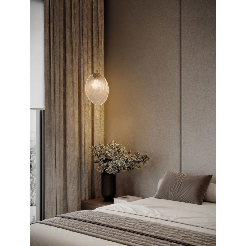 Lampa wisząca szklana Helis LED 3000K 11cm szkło strukturalne / antyczny mosiądz