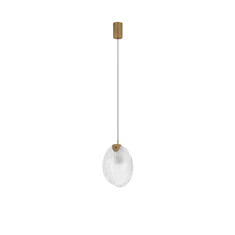 Lampa wisząca szklana Helis LED 3000K 11cm szkło strukturalne / antyczny mosiądz