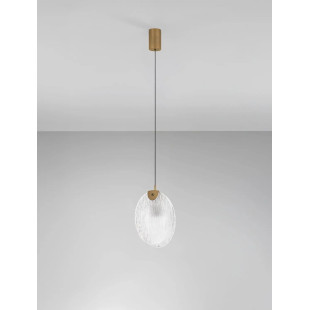 Lampa wisząca szklana Helis LED 3000K 11cm szkło strukturalne / antyczny mosiądz