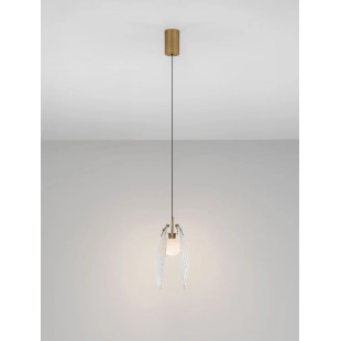 Lampa wisząca szklana Helis LED 3000K 11cm szkło strukturalne / antyczny mosiądz