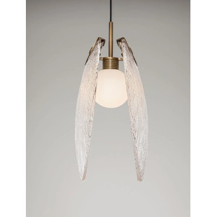 Lampa wisząca szklana Helis LED 3000K 11cm szkło strukturalne / antyczny mosiądz