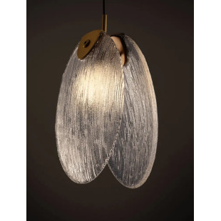 Lampa wisząca szklana Helis LED 3000K 11cm szkło strukturalne / antyczny mosiądz