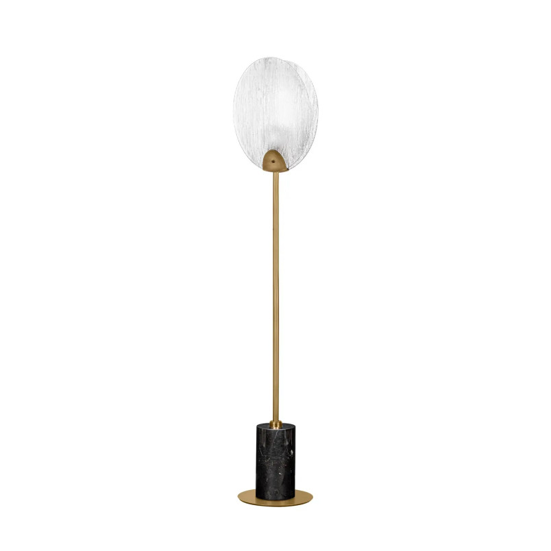 Lampa stołowa szklana Helis LED 3000K 168cm szkło strukturalne / antyczny mosiądz