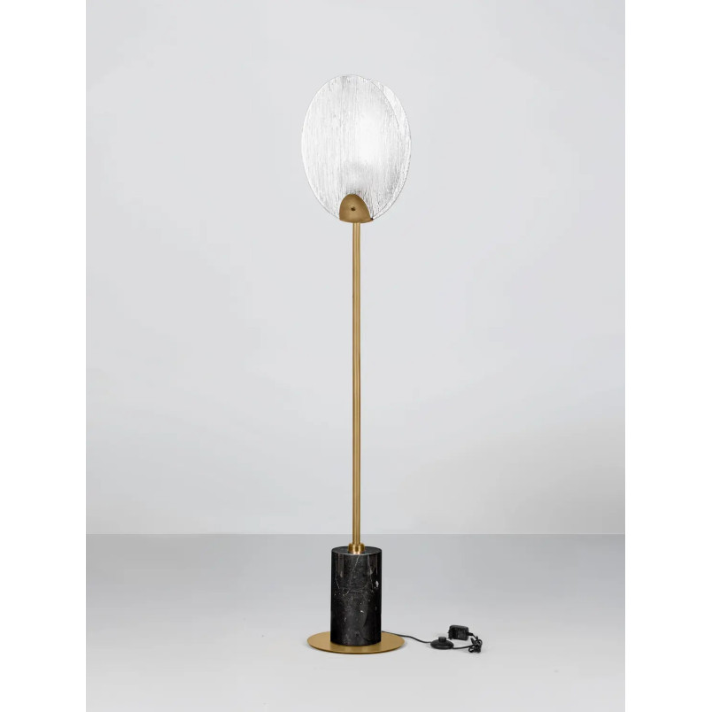 Lampa stołowa szklana Helis LED 3000K 168cm szkło strukturalne / antyczny mosiądz