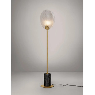 Lampa stołowa szklana Helis LED 3000K 168cm szkło strukturalne / antyczny mosiądz