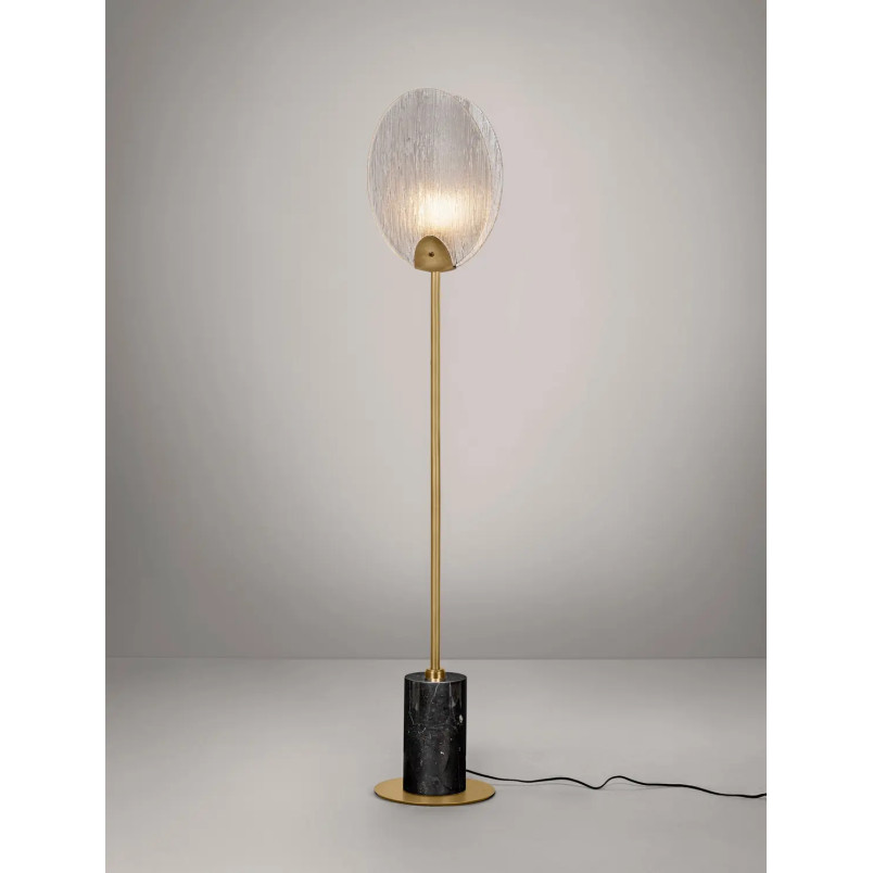Lampa stołowa szklana Helis LED 3000K 168cm szkło strukturalne / antyczny mosiądz