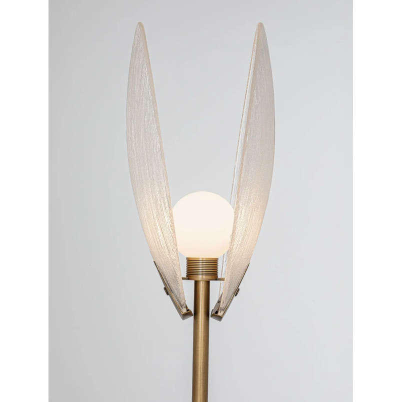 Lampa stołowa szklana Helis LED 3000K 168cm szkło strukturalne / antyczny mosiądz