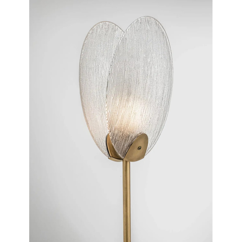 Lampa stołowa szklana Helis LED 3000K 168cm szkło strukturalne / antyczny mosiądz