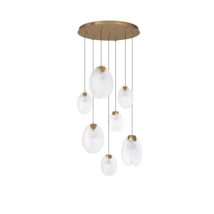 Lampa wisząca szklana Helis LED 3000K 65cm szkło strukturalne / antyczny mosiądz