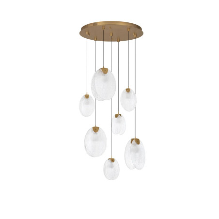 Lampa wisząca szklana Helis LED 3000K 65cm szkło strukturalne / antyczny mosiądz