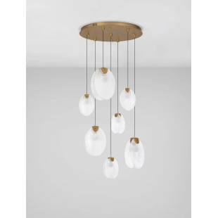 Lampa wisząca szklana Helis LED 3000K 65cm szkło strukturalne / antyczny mosiądz