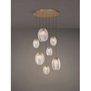 Lampa wisząca szklana Helis LED 3000K 65cm szkło strukturalne / antyczny mosiądz