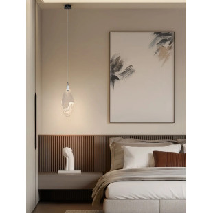 Lampa wisząca szklana dekoracyjna Riqu LED 3000K 15cm szkło strukturalne / chrom