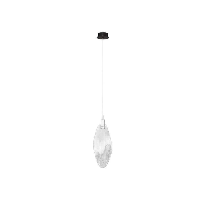 Lampa wisząca szklana dekoracyjna Riqu LED 3000K 15cm szkło strukturalne / chrom