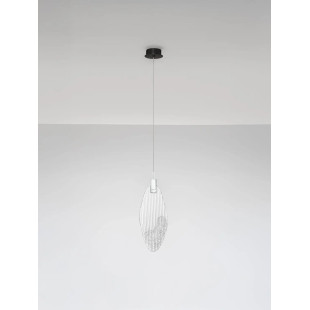 Lampa wisząca szklana dekoracyjna Riqu LED 3000K 15cm szkło strukturalne / chrom