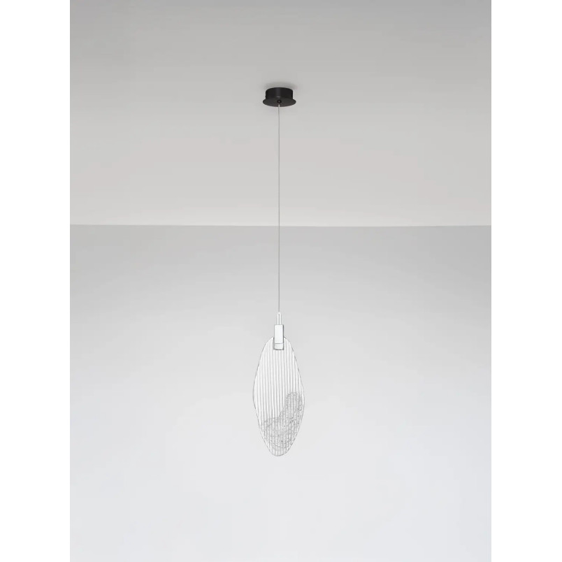 Lampa wisząca szklana dekoracyjna Riqu LED 3000K 15cm szkło strukturalne / chrom