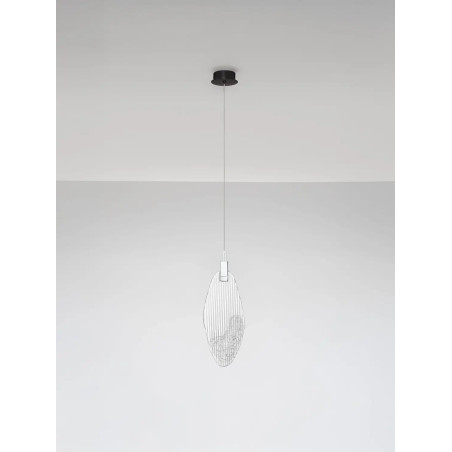 Lampa wisząca szklana dekoracyjna Riqu LED 3000K 15cm szkło strukturalne / chrom