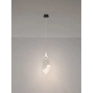 Lampa wisząca szklana dekoracyjna Riqu LED 3000K 15cm szkło strukturalne / chrom