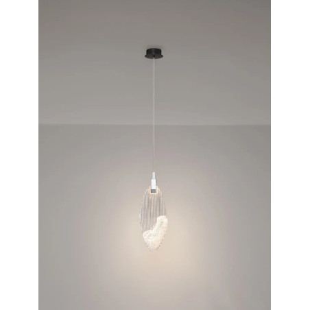 Lampa wisząca szklana dekoracyjna Riqu LED 3000K 15cm szkło strukturalne / chrom