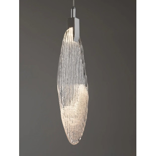 Lampa wisząca szklana dekoracyjna Riqu LED 3000K 15cm szkło strukturalne / chrom