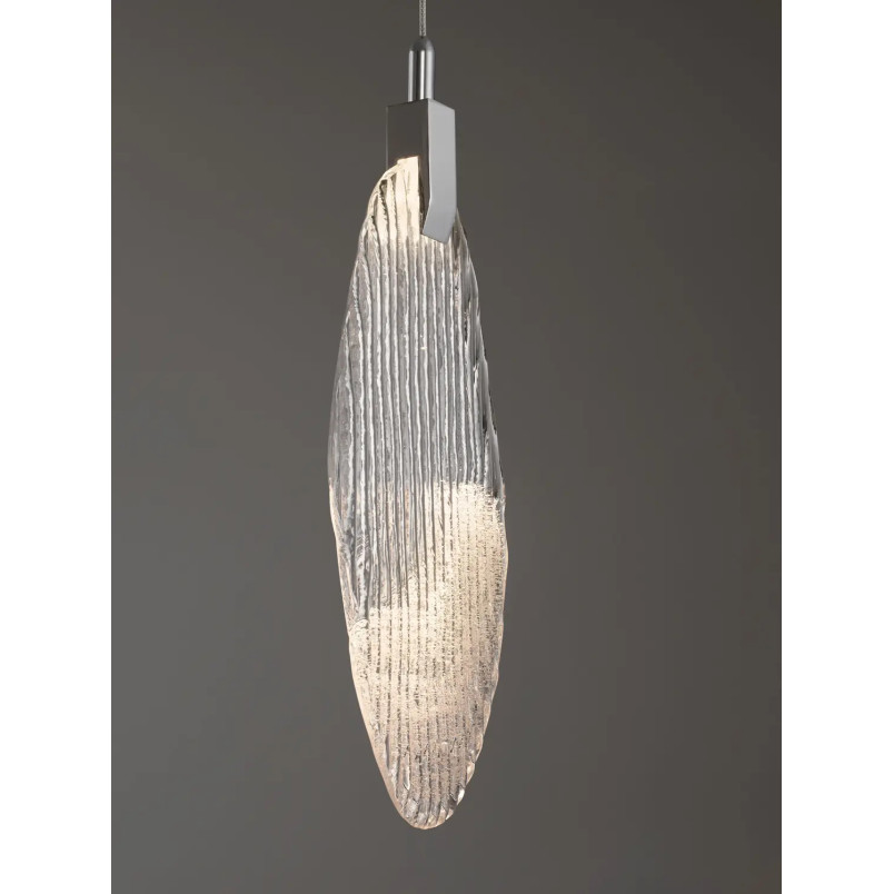 Lampa wisząca szklana dekoracyjna Riqu LED 3000K 15cm szkło strukturalne / chrom