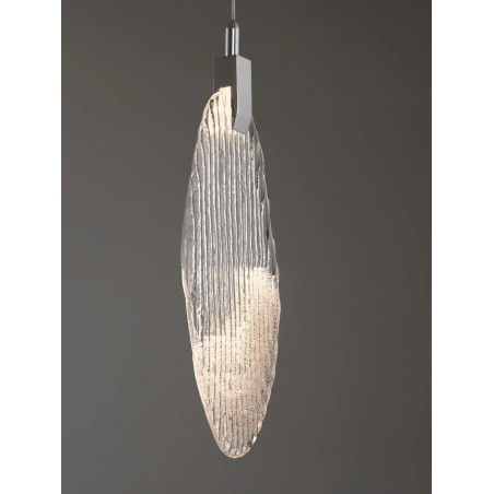 Lampa wisząca szklana dekoracyjna Riqu LED 3000K 15cm szkło strukturalne / chrom
