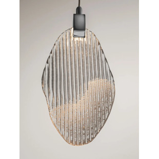 Lampa wisząca szklana dekoracyjna Riqu LED 3000K 15cm szkło strukturalne / chrom