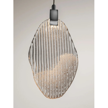 Lampa wisząca szklana dekoracyjna Riqu LED 3000K 15cm szkło strukturalne / chrom
