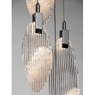 Lampa wisząca szklana dekoracyjna 6 punktowa Riqu LED 3000K 40cm szkło strukturalne / chrom