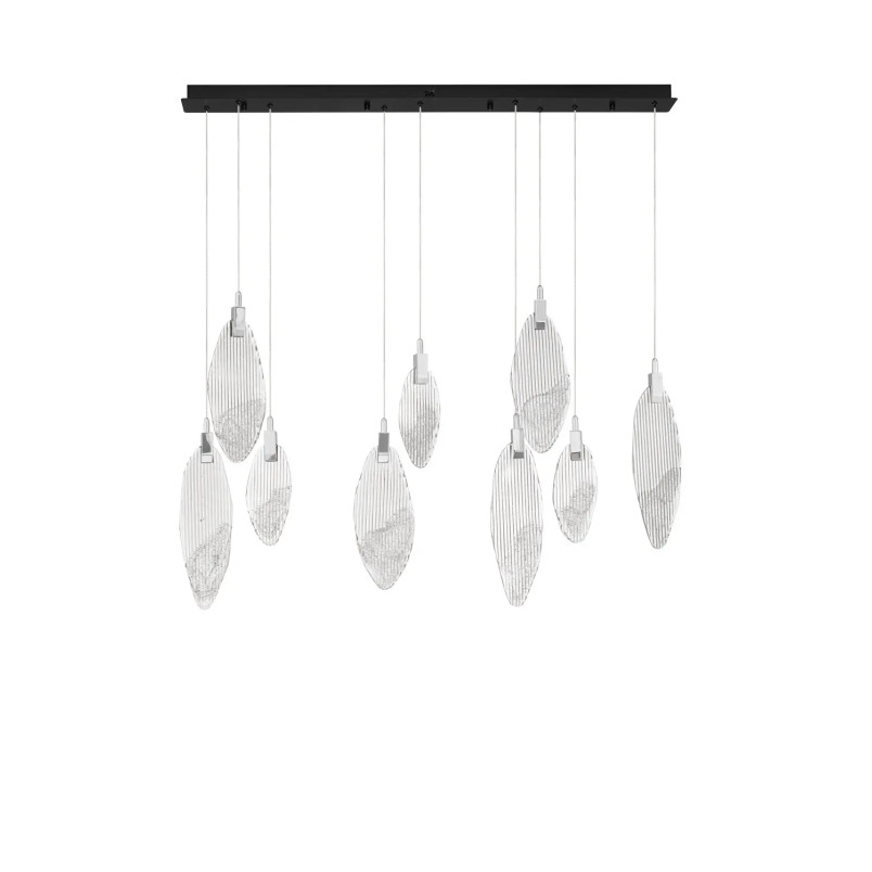 Lampa wisząca szklana dekoracyjna na listwie Riqu LED 3000K 120cm szkło strukturalne / chrom