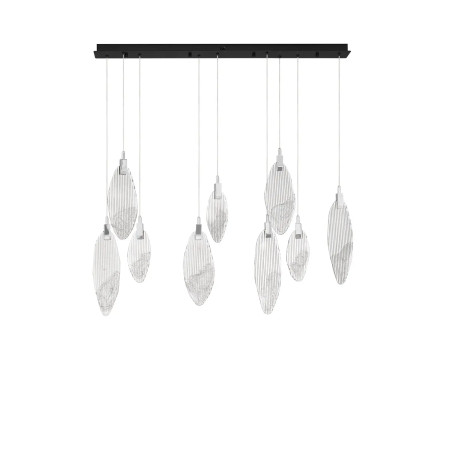 Lampa wisząca szklana dekoracyjna na listwie Riqu LED 3000K 120cm szkło strukturalne / chrom