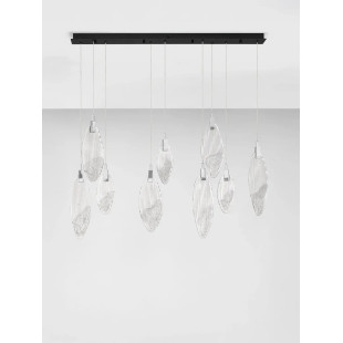 Lampa wisząca szklana dekoracyjna na listwie Riqu LED 3000K 120cm szkło strukturalne / chrom