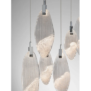 Lampa wisząca szklana dekoracyjna na listwie Riqu LED 3000K 120cm szkło strukturalne / chrom