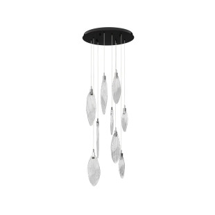 Lampa wisząca szklana dekoracyjna Riqu LED 3000K 60cm szkło strukturalne / chrom