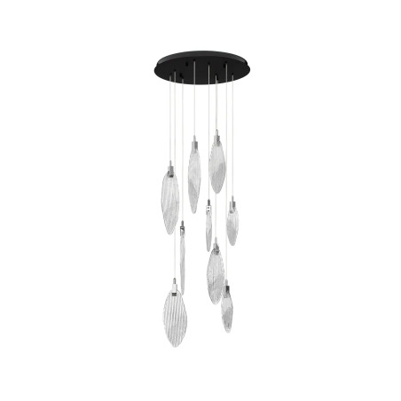 Lampa wisząca szklana dekoracyjna Riqu LED 3000K 60cm szkło strukturalne / chrom