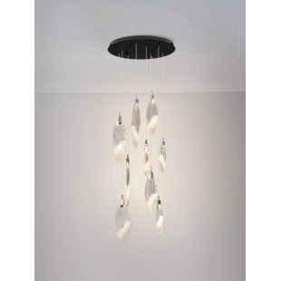 Lampa wisząca szklana dekoracyjna Riqu LED 3000K 60cm szkło strukturalne / chrom