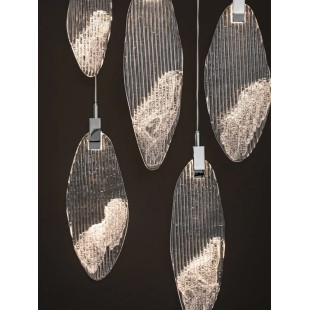 Lampa wisząca szklana dekoracyjna Riqu LED 3000K 60cm szkło strukturalne / chrom