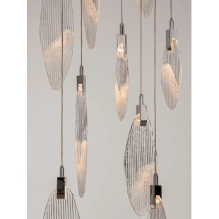 Lampa wisząca szklana dekoracyjna Riqu LED 3000K 60cm szkło strukturalne / chrom