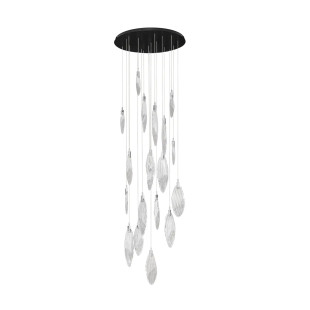 Lampa wisząca szklana dekoracyjna Riqu LED 3000K 81cm szkło strukturalne / chrom