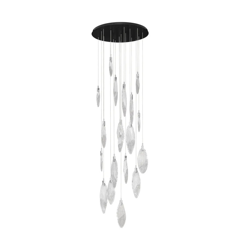 Lampa wisząca szklana dekoracyjna Riqu LED 3000K 81cm szkło strukturalne / chrom