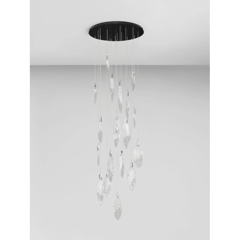 Lampa wisząca szklana dekoracyjna Riqu LED 3000K 81cm szkło strukturalne / chrom