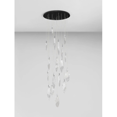 Lampa wisząca szklana dekoracyjna Riqu LED 3000K 81cm szkło strukturalne / chrom