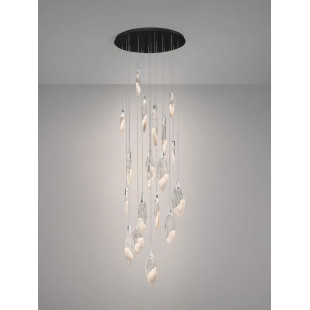 Lampa wisząca szklana dekoracyjna Riqu LED 3000K 81cm szkło strukturalne / chrom
