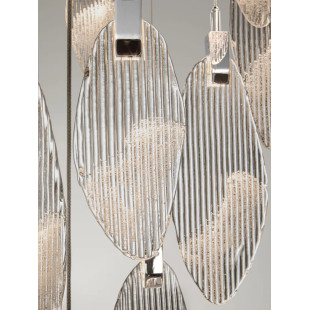 Lampa wisząca szklana dekoracyjna Riqu LED 3000K 81cm szkło strukturalne / chrom