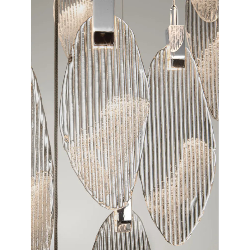 Lampa wisząca szklana dekoracyjna Riqu LED 3000K 81cm szkło strukturalne / chrom