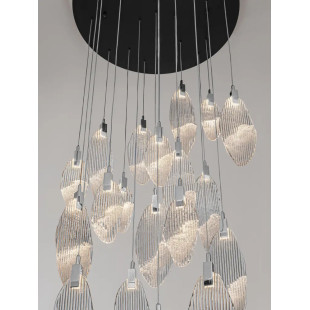 Lampa wisząca szklana dekoracyjna Riqu LED 3000K 81cm szkło strukturalne / chrom