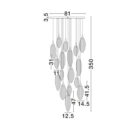 Lampa wisząca szklana dekoracyjna Riqu LED 3000K 81cm szkło strukturalne / chrom