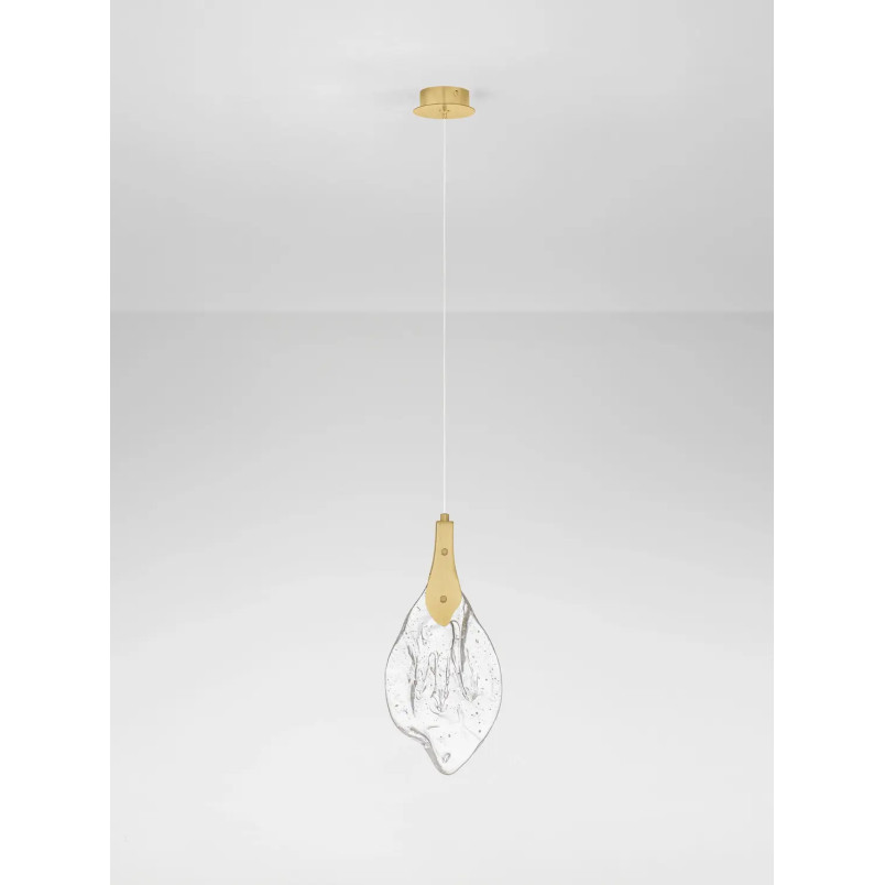 Lampa wisząca szklana Nellina LED 3000K 17,5cm złoty / szkło strukturalne