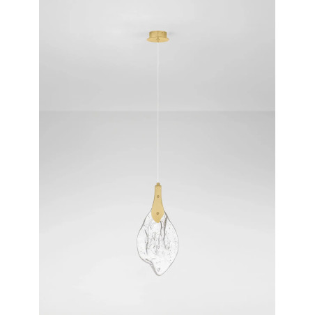 Lampa wisząca szklana Nellina LED 3000K 17,5cm złoty / szkło strukturalne