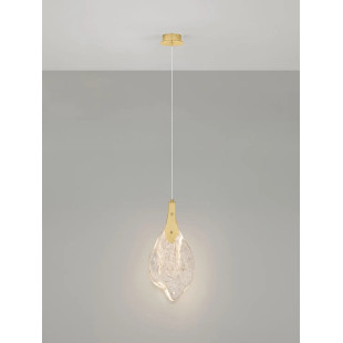 Lampa wisząca szklana Nellina LED 3000K 17,5cm złoty / szkło strukturalne